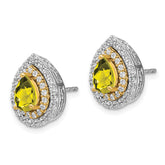 14K Two-Tone Lab Grown VS/SI+ G+ Dia & Created Yellow Sapphire Earrings